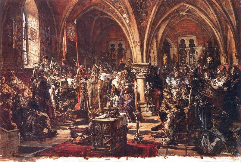 Jan Matejko The First Sejm in leczyca. Recording of laws. A.D. 1182. Norge oil painting art